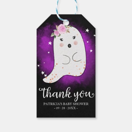 Cute Little Ghost Halloween Baby Shower Thank Favo Gift Tags