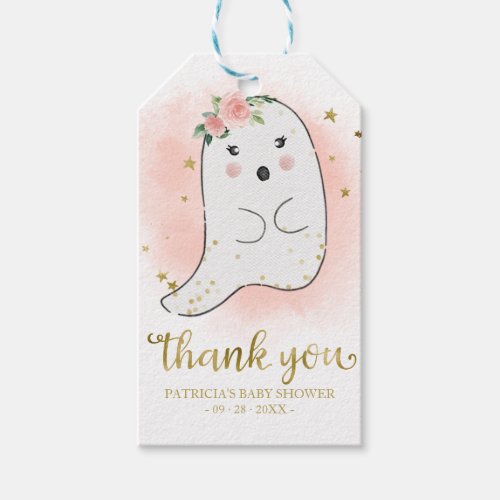 Cute Little Ghost Halloween Baby Shower Thank Favo Gift Tags
