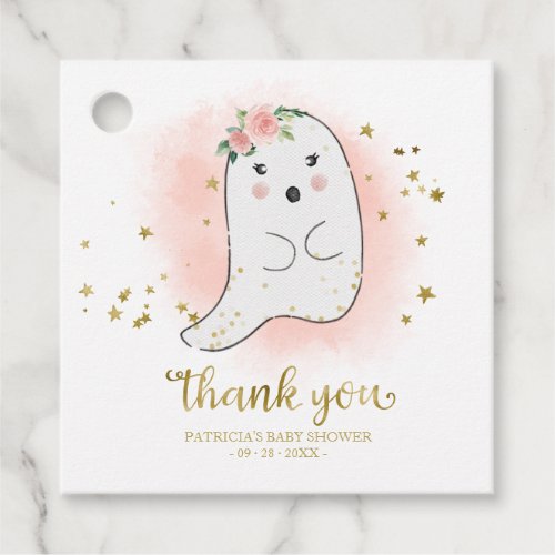 Cute Little Ghost Halloween Baby Shower Thank Favor Tags