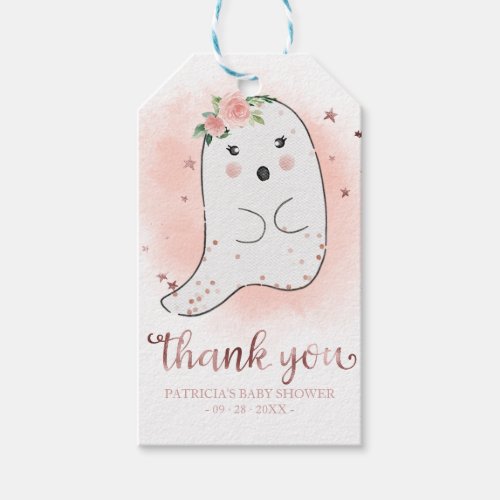 Cute Little Ghost Halloween Baby Shower Thank Gift Tags