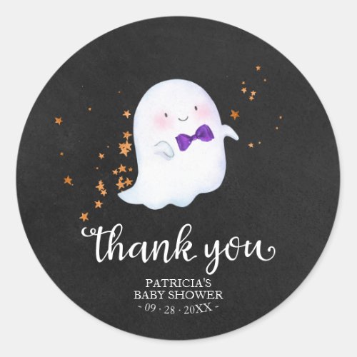 Cute Little Ghost Halloween Baby Shower Thank You  Classic Round Sticker