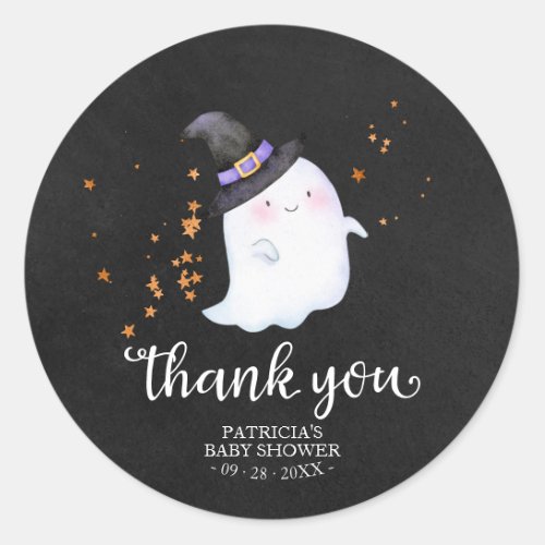 Cute Little Ghost Halloween Baby Shower Thank You  Classic Round Sticker