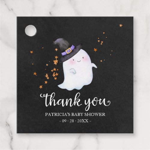Cute Little Ghost Halloween Baby Shower Thank You Favor Tags