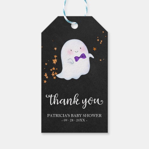 Cute Little Ghost Halloween Baby Shower Thank You  Gift Tags