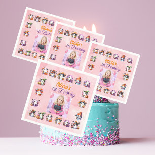 Cute Little Ghost Halloween Birthday Girl Photo Napkins
