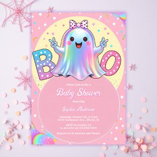 Cute Little Ghost Pink Halloween Girl Baby Shower