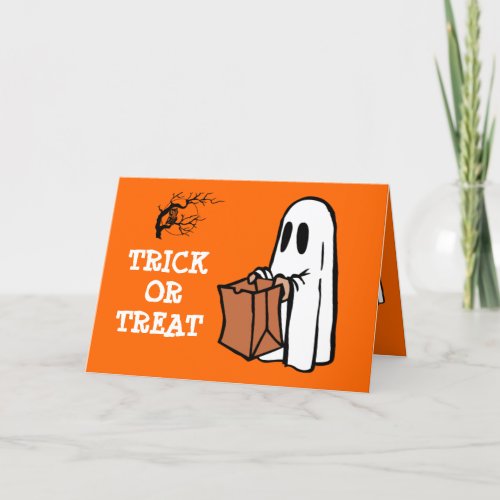 Cute Little Ghost Trick or Treat Kids Halloween Card