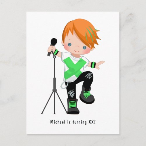Cute Little Ginger Boy Rock Star Birthday Party Postcard