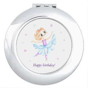 Cute little ginger girl ballerina compact mirror