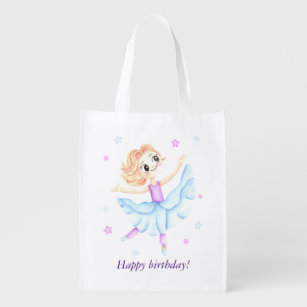 Cute little ginger girl ballerina grocery bag