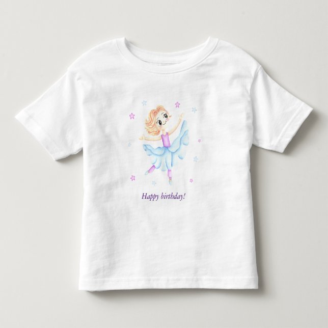 Cute little ginger girl ballerina toddler t-shirt (Front)