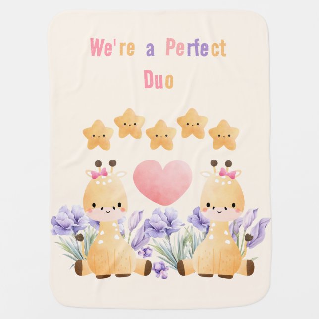 Cute Little Giraffe Baby Blanket | Perfect Duo (Front)