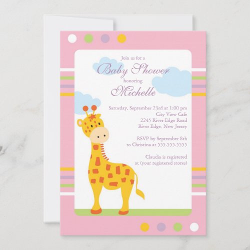 Cute Little Giraffe Baby Shower Invitation