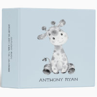 Cute Little Giraffe Boys Baby Photo Album Binder