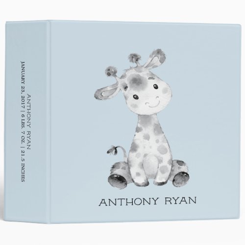 Cute Little Giraffe Boys Baby Photo Album Binder