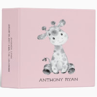 Cute Little Giraffe GIRLS Baby Photo Album 3 Ring Binder