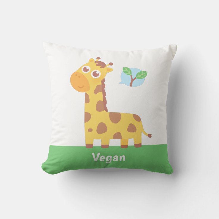 Cute Little Giraffe Herbivore Vegan Throw Pillow Zazzle