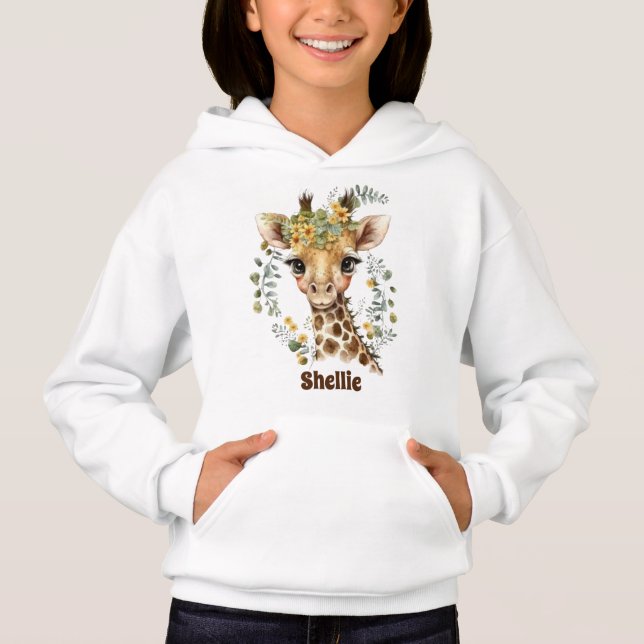 cute little giraffe lovers add name hoodie (Front)