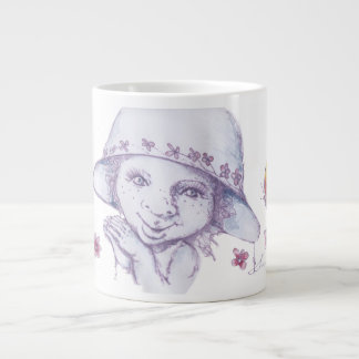Cute little girl admiring butterflies giant coffee mug