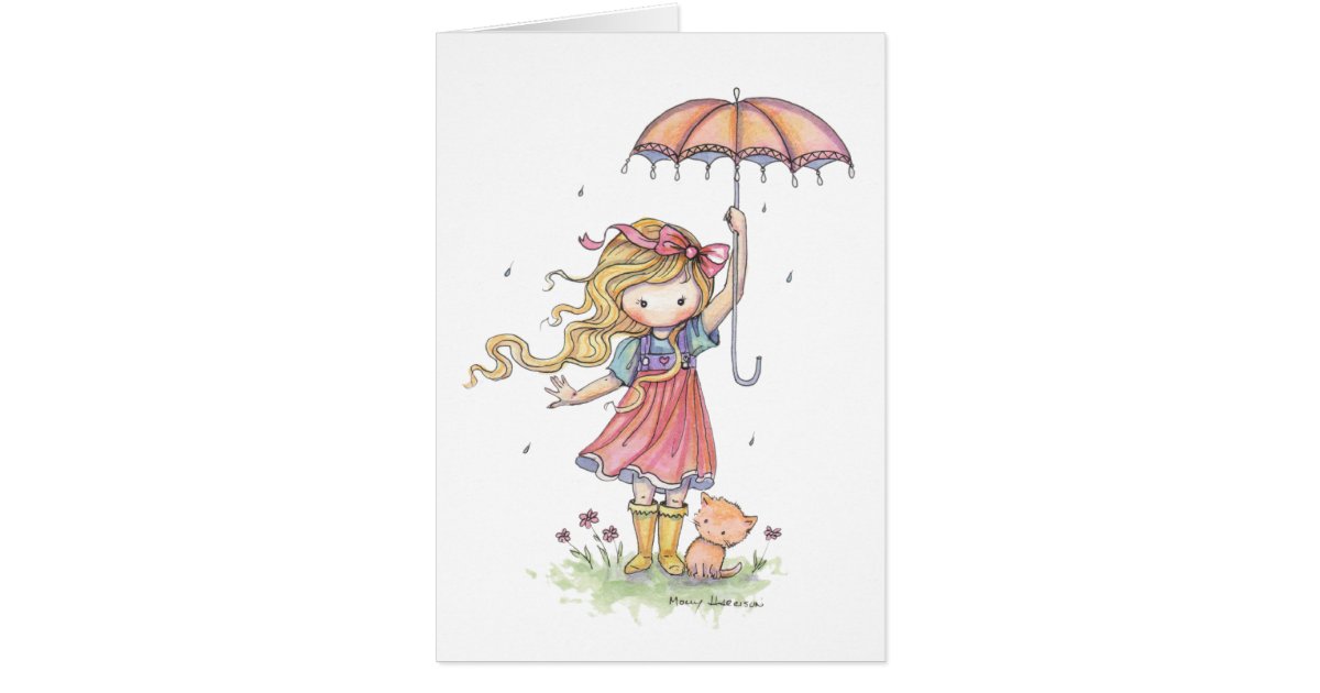 Puppy and Kitten Print Little Princess Whimsical Art by Molly Harrison Cute Little Princess with Balloons