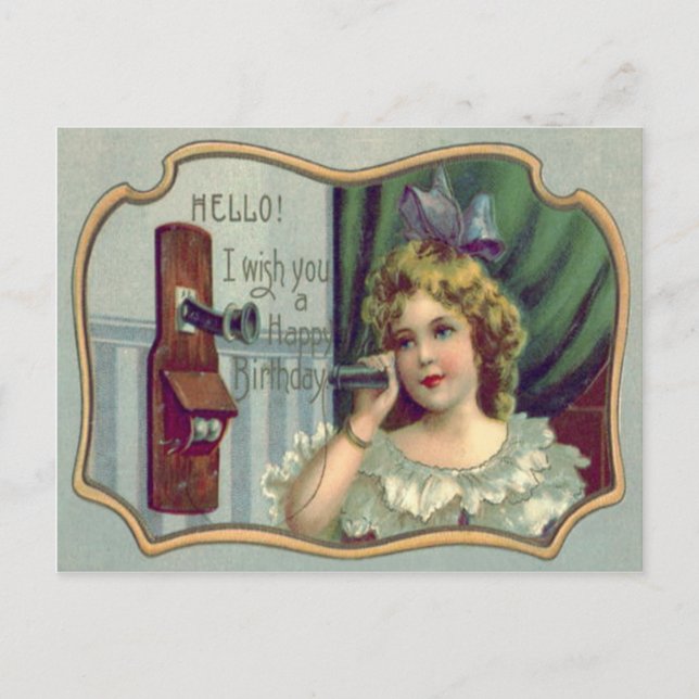 Cute Little Girl Antique Telephone Postcard (Front)