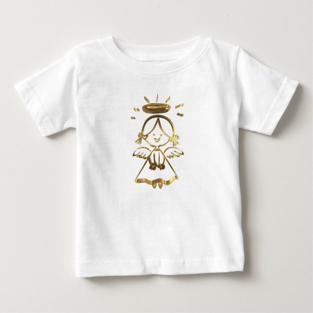 Cute Little Girl Baby Angel Halo Gold Look Baby T-Shirt (Front)