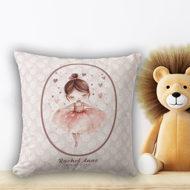 Cute Little Girl Ballerina Nursery Throw Pillow (Creator Uploaded)