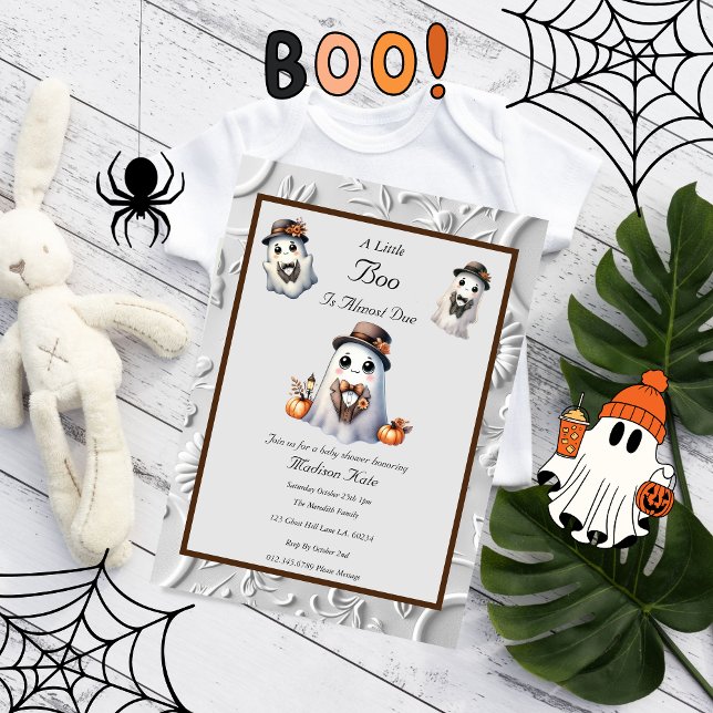 Cute Little Girl Boo Halloween Baby Shower  Invitation (Creator Uploaded)