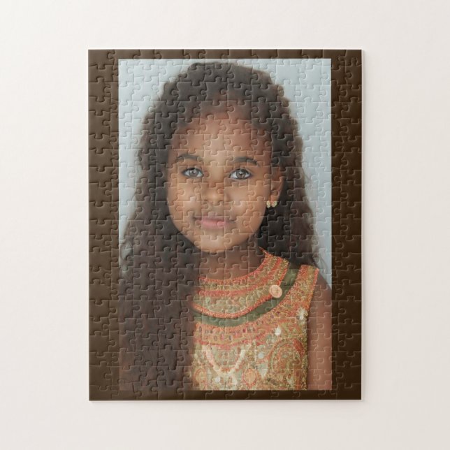 Cute little girl brown skin brown curls jigsaw puzzle (Vertical)