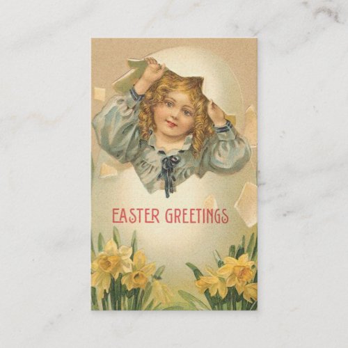 Cute Little Girl Easter Greeting Business Card