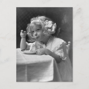 Cute Little Girl Eating Ice Cream Postcard