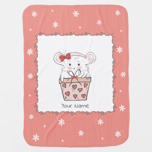 Cute Little Girl Hamster Pink  Baby Blanket