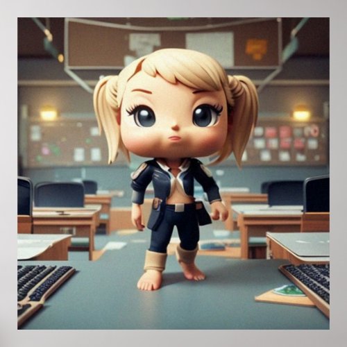 Cute Little Girl in class modern girl Poster