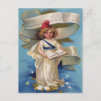 Cute Little Girl Lady Liberty Postcard by kinhinputainwelte at Zazzle