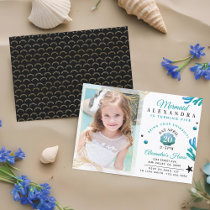 Cute Little Girl Mermaid Photo Birthday Invitation