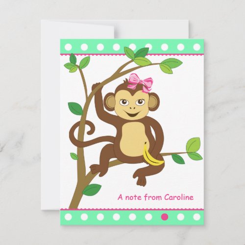 Cute Little Girl Monkey Note Card