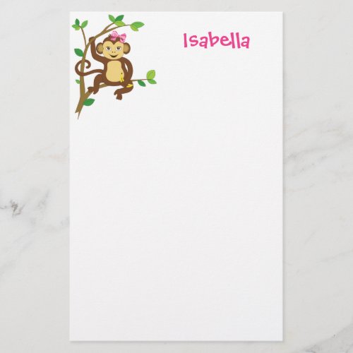 Cute Little Girl Monkey Stationery