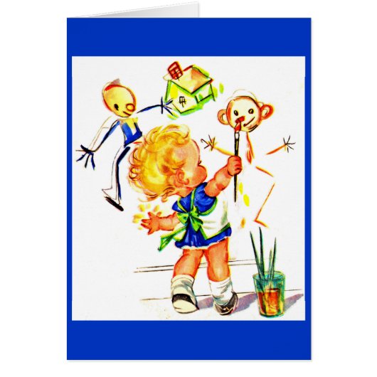 cute little girl painting on the wall (Front)