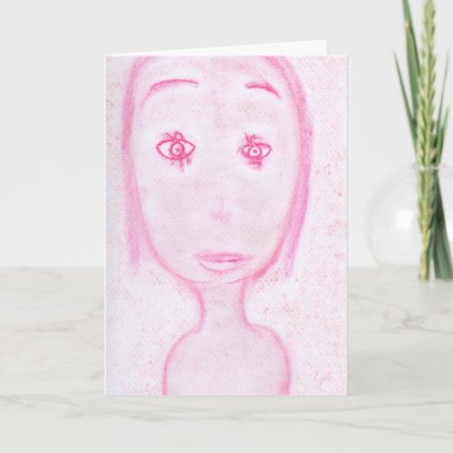 Cute Little Girl Pink Kids Portrait Spiritual Art Card