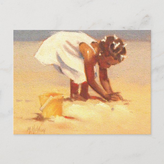 Cute little girl playing in sand postcard (Front)