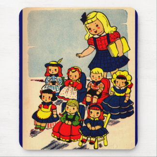 cute little girl playing school with her dolls mouse pad