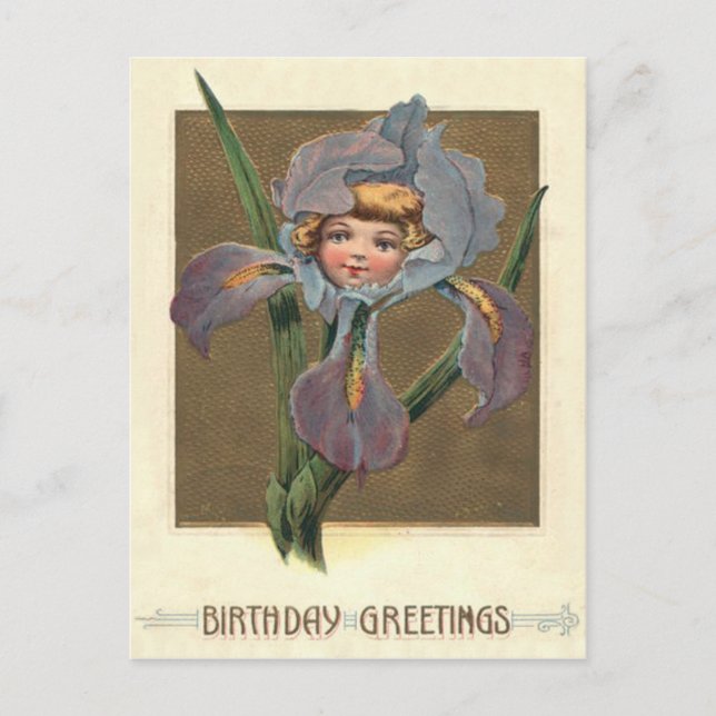 Cute Little Girl Purple Orchid Postcard (Front)