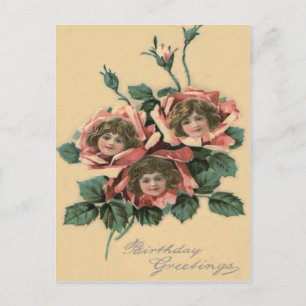 Cute Little Girl Rose Postcard
