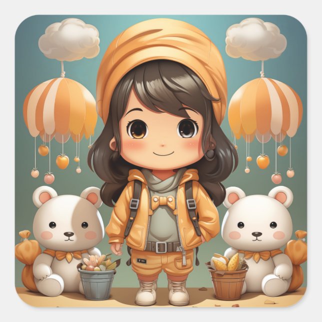 Cute little girl sticker (Front)