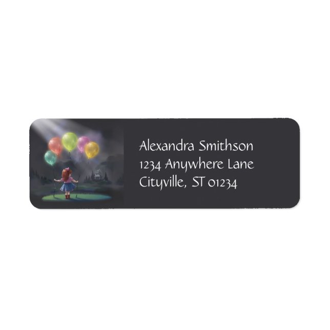 Cute Little Girl with Balloons Label (Front)