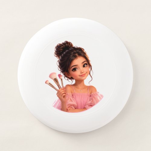 Cute Little Girl with Brushes Illustration Sticker Wham-O Frisbee