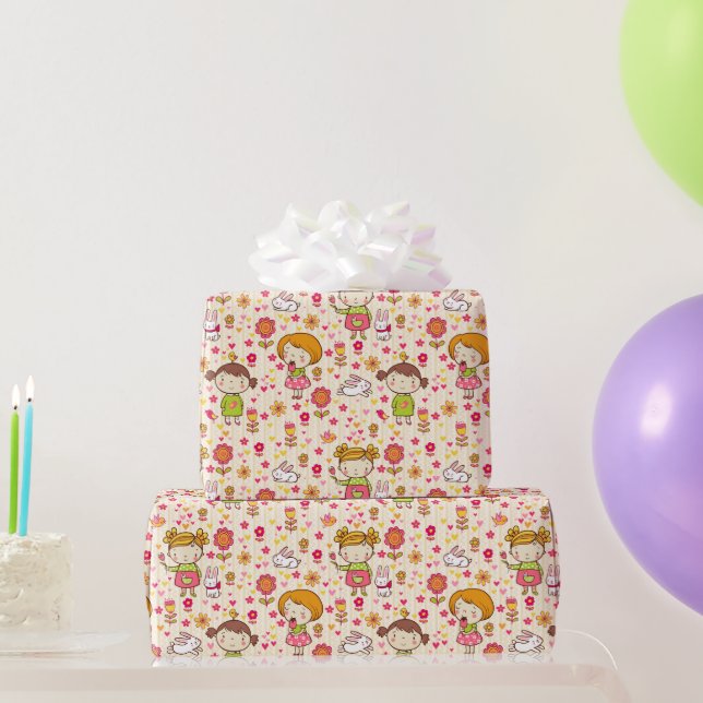 Cute Little Girl Wrapping Paper (Party Gifts)