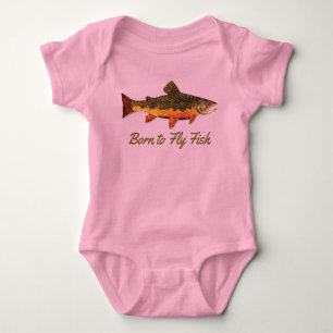 Cute Little Girl's "Born to Fly Fish" Baby Bodysuit