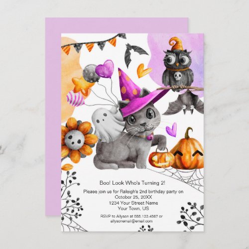 Cute Little Girls Halloween Birthday Celebration Invitation