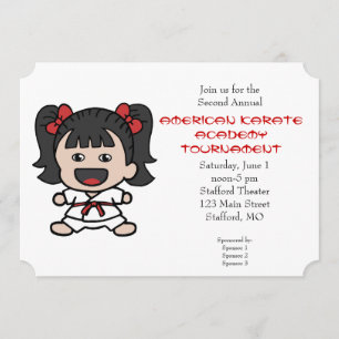 Cute Little Girls Karate Tournament Invitation